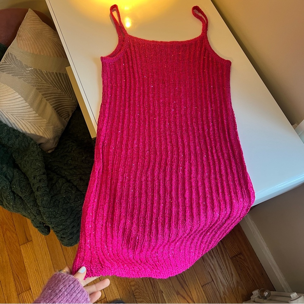 Rumored Palm Beach Mini Dress | Fuchsia Sequin - Small